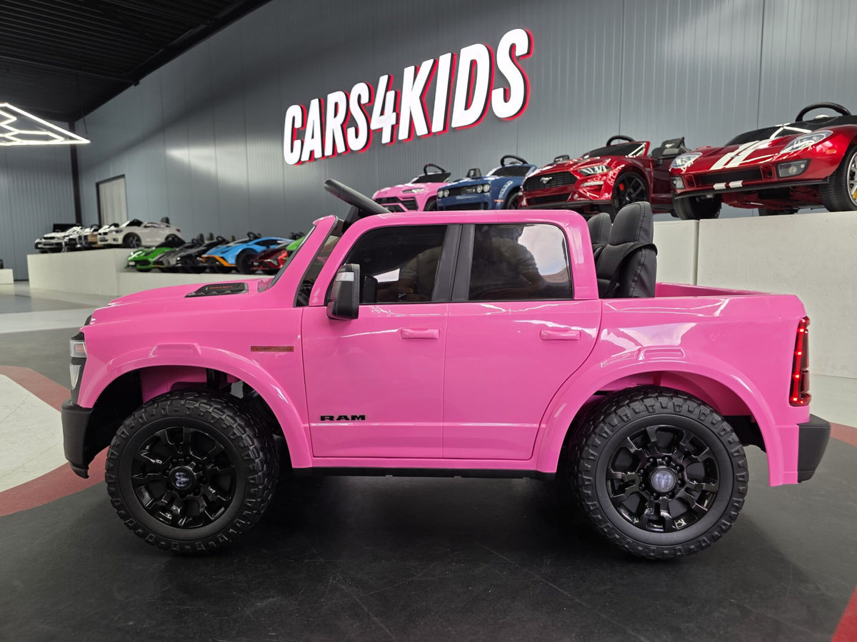 Additional view of the pink 12V Dodge RAM-inspired kids electric ride-on car