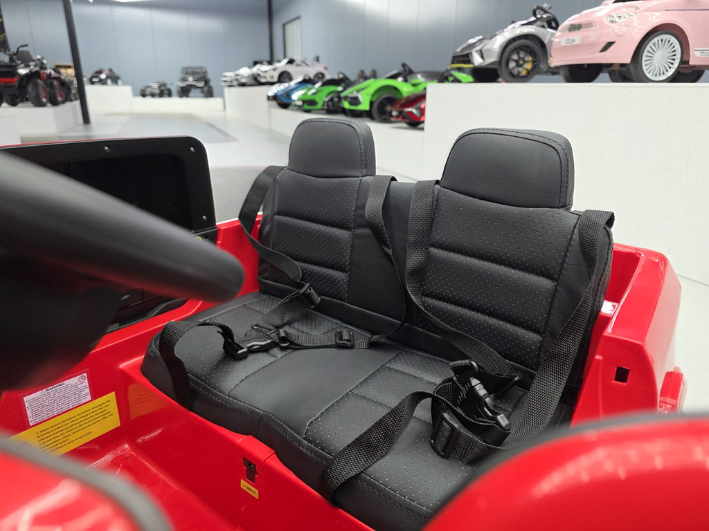 Additional view of the red 12V Dodge RAM-inspired kids electric ride-on car