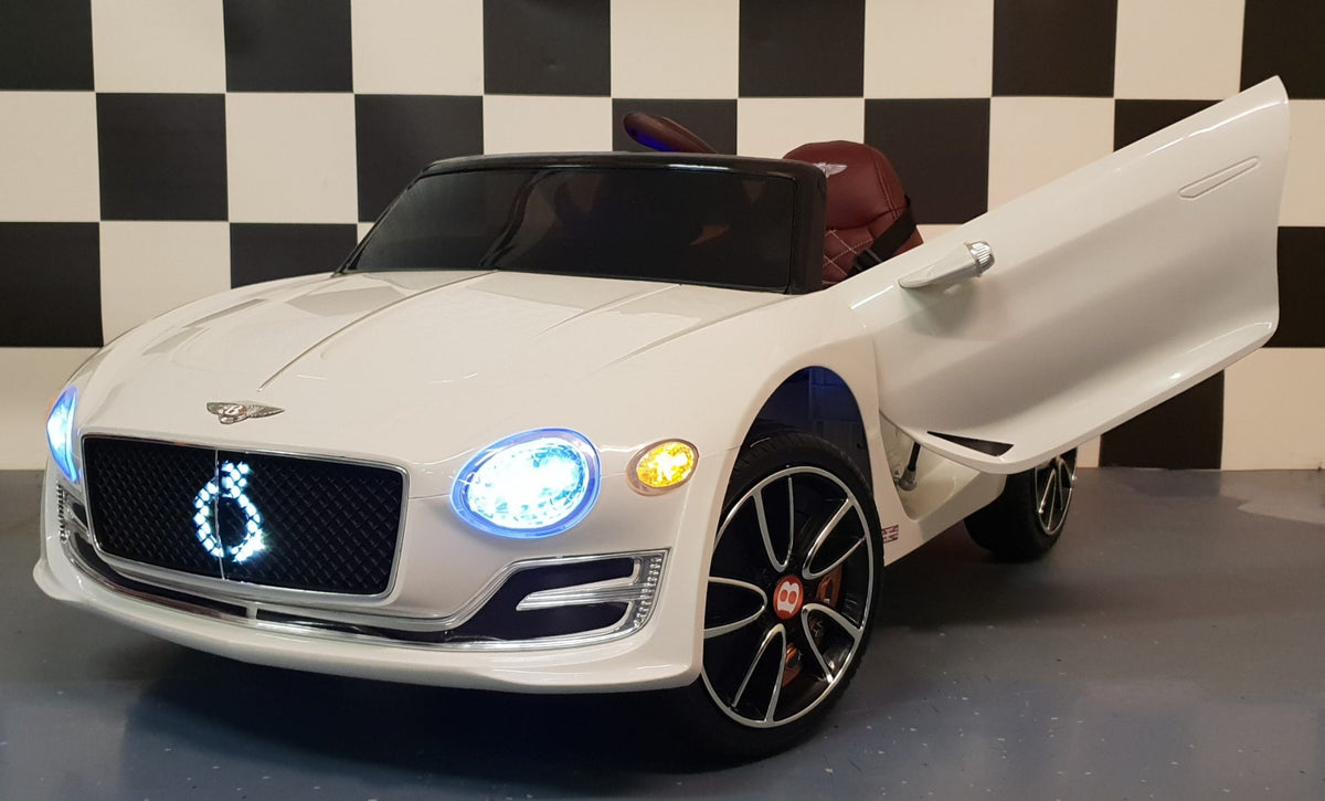 White Bentley EXP-inspired kids ride-on car, 12V, with remote control