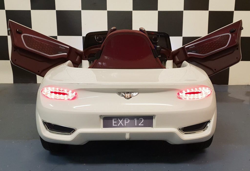 Additional view of the white Bentley EXP-inspired kids ride-on car