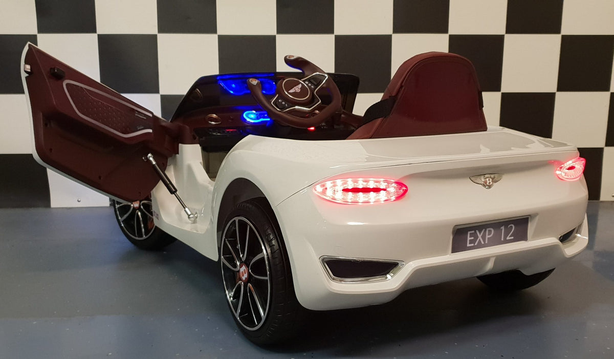 Additional view of the white Bentley EXP-inspired kids ride-on car