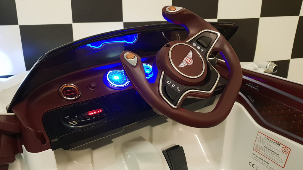Additional view of the white Bentley EXP-inspired kids ride-on car