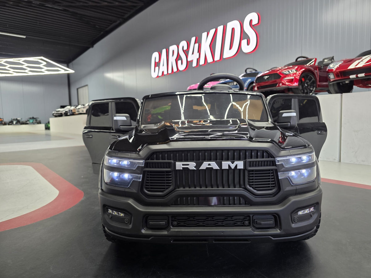 Additional view of the black 12V Dodge RAM-inspired kids electric ride-on car