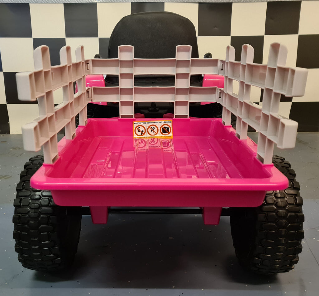 12V Kids Tractor with Trailer – Pink