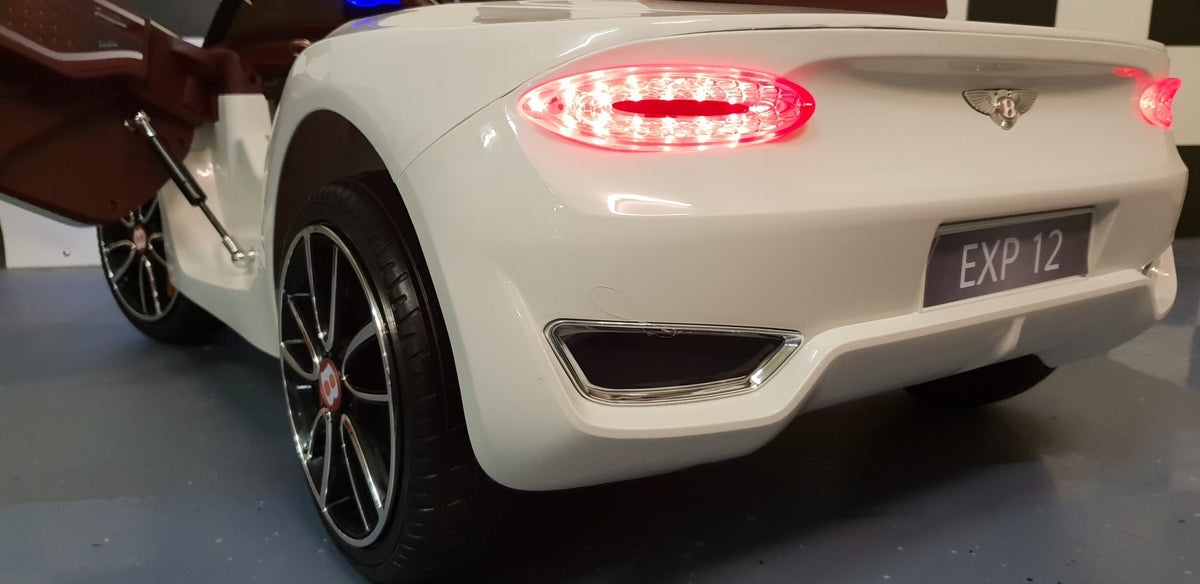 Additional view of the white Bentley EXP-inspired kids ride-on car