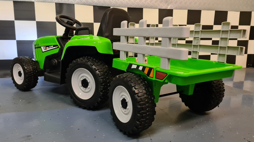 12V Kids Tractor with Trailer & Remote Control – Green