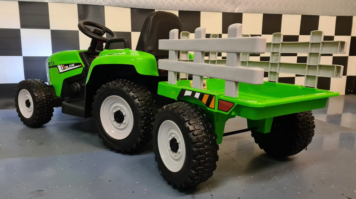 12V Kids Tractor with Trailer & Remote Control – Green