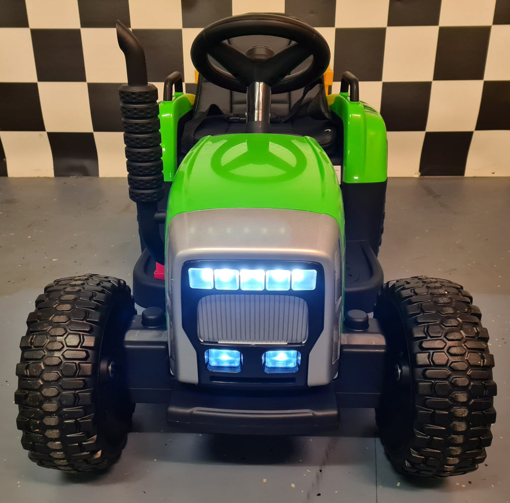 12V Kids Tractor with Trailer & Remote Control – Green